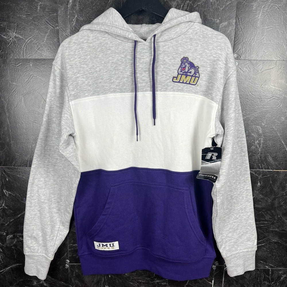 Russell Men's Grey JMU Dukes Fleece Hoodie Small
